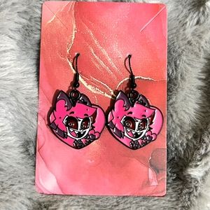 Hazbin Hotel Earrings‎ Handmade Hypoallergenic Heart Shape Dangle (Alastor ♥️)